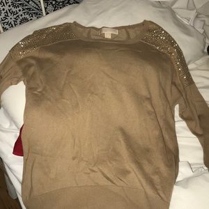 Michael Kors brown sweater w gold sparkles